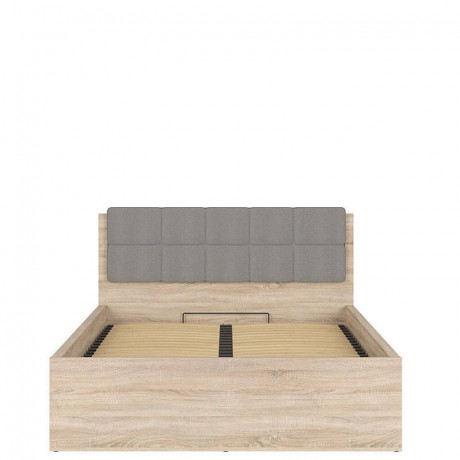 LOZ/140/B-POL-NAK TETRIX BRW Bed 140 with Shelf, Soft Headboard and Lifting Mechanism