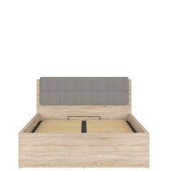LOZ/140/B-POL-NAK TETRIX BRW Bed 140 with Shelf, Soft Headboard and Lifting Mechanism