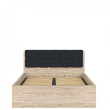 LOZ/140/B-POL-NAK TETRIX BRW Bed 140 with Shelf, Soft Headboard and Lifting Mechanism