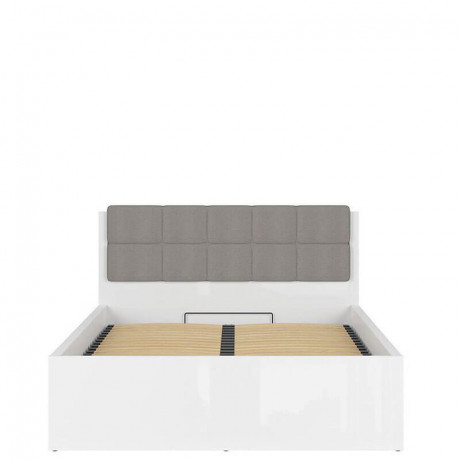 LOZ/140/B-POL-NAK TETRIX BRW Bed 140 with Shelf, Soft Headboard and Lifting Mechanism