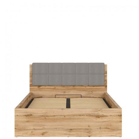 LOZ/140/B-POL-NAK TETRIX BRW Bed 140 with Shelf, Soft Headboard and Lifting Mechanism