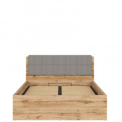 LOZ/140/B-POL-NAK TETRIX BRW Bed 140 with Shelf, Soft Headboard and Lifting Mechanism
