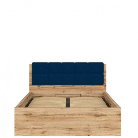 LOZ/140/B-POL-NAK TETRIX BRW Bed 140 with Shelf, Soft Headboard and Lifting Mechanism