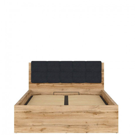 LOZ/140/B-POL-NAK TETRIX BRW Bed 140 with Shelf, Soft Headboard and Lifting Mechanism