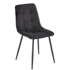 K547 HALMAR Upholstered Dining Chair in Black Fabric with Metal Legs