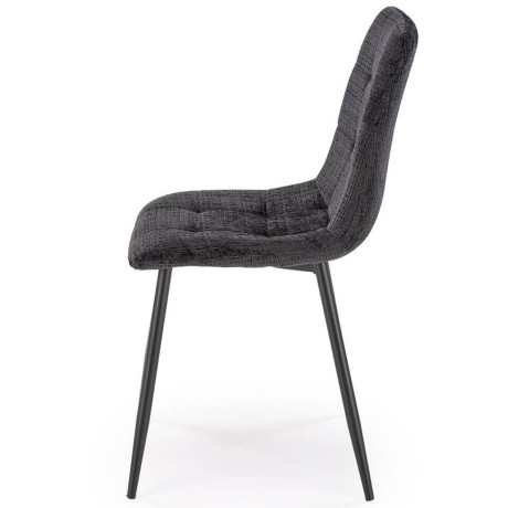 K547 HALMAR Upholstered Dining Chair in Black Fabric with Metal Legs