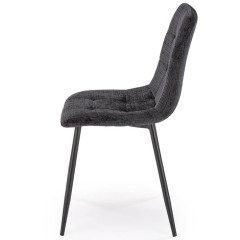 K547 HALMAR Upholstered Dining Chair in Black Fabric with Metal Legs