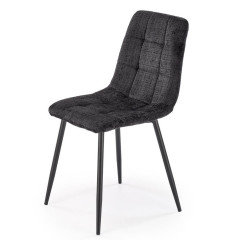 K547 HALMAR Upholstered Dining Chair in Black Fabric with Metal Legs