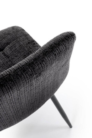 K547 HALMAR Upholstered Dining Chair in Black Fabric with Metal Legs