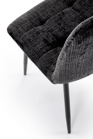 K547 HALMAR Upholstered Dining Chair in Black Fabric with Metal Legs