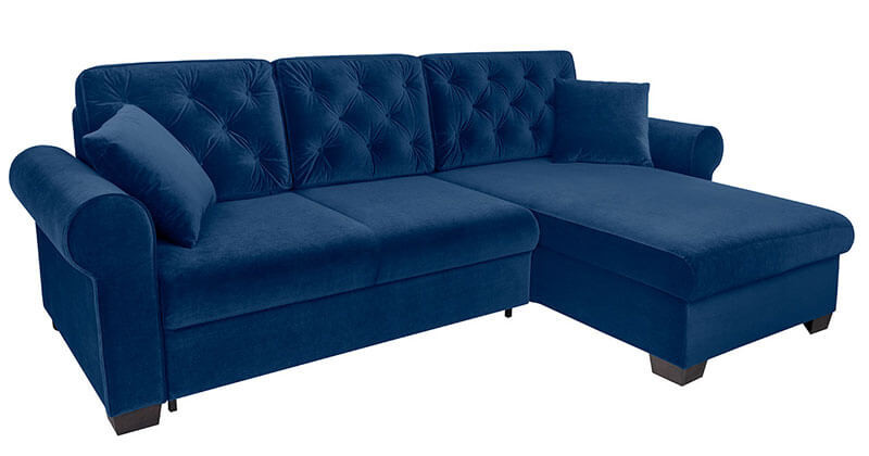 ARLES LUX 3DL BRW Corner Sofa Bed Blue