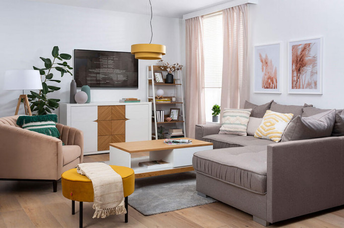 LAFU H BRW Pouf Yellow