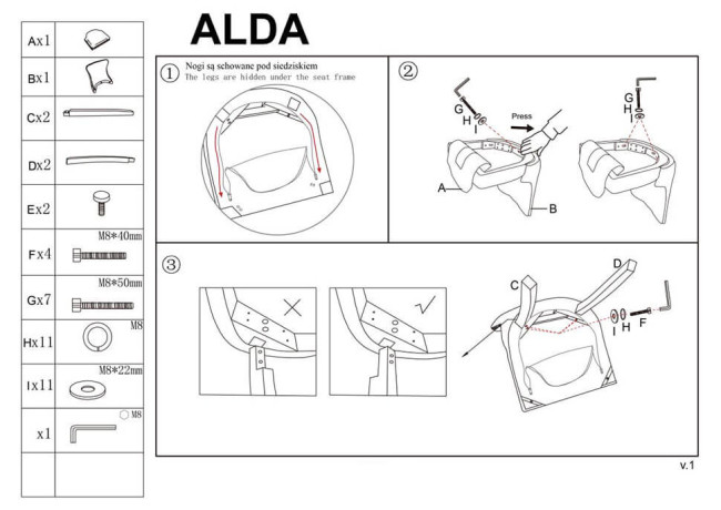 ALDA HALMAR Upholstered Wooden Dining Chair in Grey Fabric with Black Legs