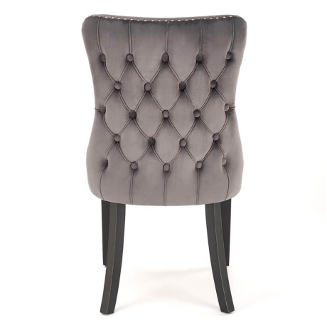 ALDA HALMAR Upholstered Wooden Dining Chair in Grey Fabric with Black Legs