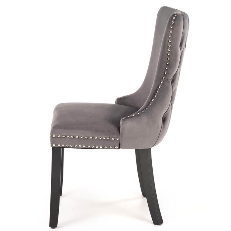 ALDA HALMAR Upholstered Wooden Dining Chair in Grey Fabric with Black Legs
