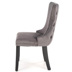 ALDA HALMAR Upholstered Wooden Dining Chair in Grey Fabric with Black Legs