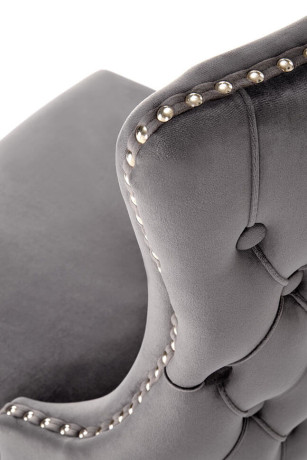 ALDA HALMAR Upholstered Wooden Dining Chair in Grey Fabric with Black Legs