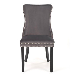 ALDA HALMAR Upholstered Wooden Dining Chair in Grey Fabric with Black Legs