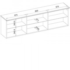 BARI 2DS MEBIN Wide Wall Glass-Fronted Cabinet