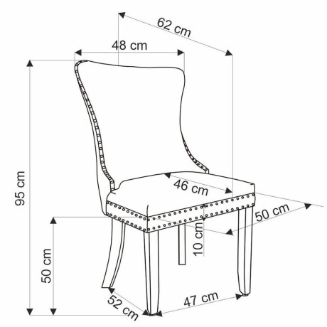 ALDA HALMAR Upholstered Wooden Dining Chair in Beige Fabric with Black Legs