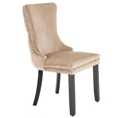 ALDA HALMAR Upholstered Wooden Dining Chair in Beige Fabric with Black Legs