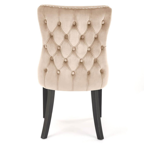 ALDA HALMAR Upholstered Wooden Dining Chair in Beige Fabric with Black Legs