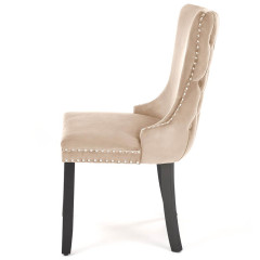 ALDA HALMAR Upholstered Wooden Dining Chair in Beige Fabric with Black Legs