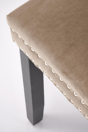 ALDA HALMAR Upholstered Wooden Dining Chair in Beige Fabric with Black Legs