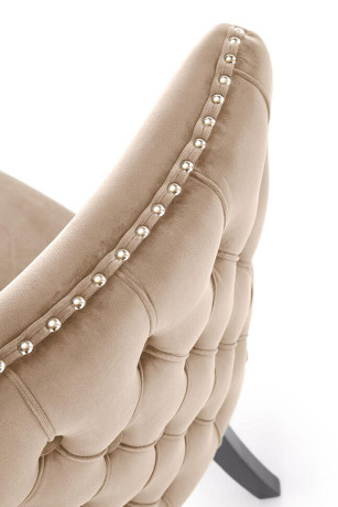 ALDA HALMAR Upholstered Wooden Dining Chair in Beige Fabric with Black Legs