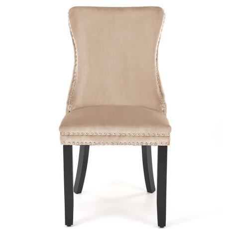 ALDA HALMAR Upholstered Wooden Dining Chair in Beige Fabric with Black Legs