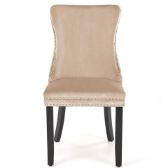 ALDA HALMAR Upholstered Wooden Dining Chair in Beige Fabric with Black Legs