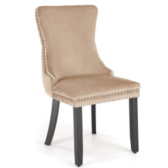 ALDA HALMAR Upholstered Wooden Dining Chair in Beige Fabric with Black Legs