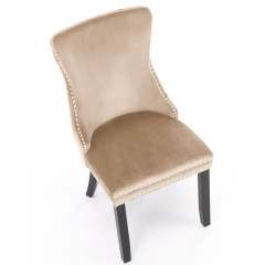 ALDA HALMAR Upholstered Wooden Dining Chair in Beige Fabric with Black Legs