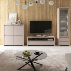 REG1W2S KASPIAN BRW (cashmere) Glass-Fronted Cabinet