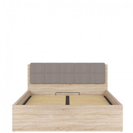 LOZ/160/B-POL-NAK TETRIX BRW Bed 160 with Shelf, Soft Headboard and Lifting Mechanism