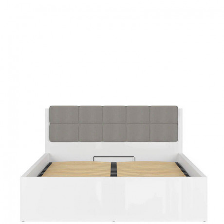 LOZ/160/B-POL-NAK TETRIX BRW Bed 160 with Shelf, Soft Headboard and Lifting Mechanism