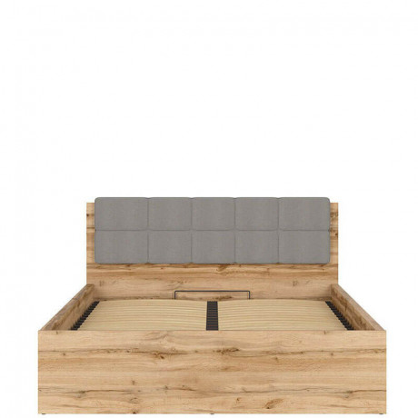 LOZ/160/B-POL-NAK TETRIX BRW Bed 160 with Shelf, Soft Headboard and Lifting Mechanism