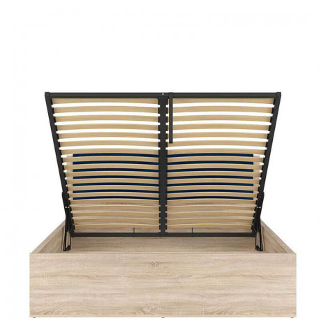 LOZ/160/B-POL-NAK TETRIX BRW Bed 160 with Shelf, Soft Headboard and Lifting Mechanism