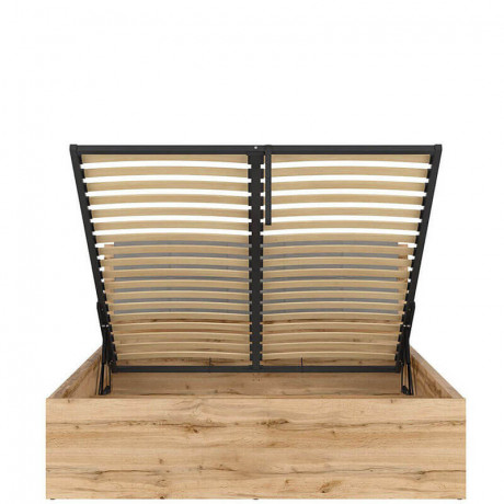 LOZ/160/B-POL-NAK TETRIX BRW Bed 160 with Shelf, Soft Headboard and Lifting Mechanism