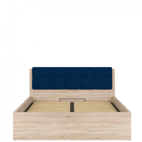 LOZ/160/B-POL-NAK TETRIX BRW Bed 160 with Shelf, Soft Headboard and Lifting Mechanism