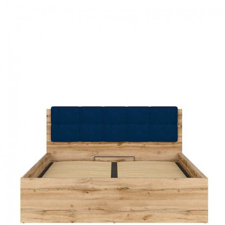 LOZ/160/B-POL-NAK TETRIX BRW Bed 160 with Shelf, Soft Headboard and Lifting Mechanism