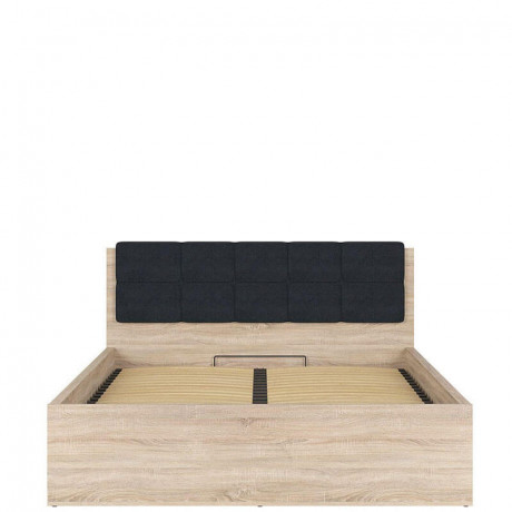 LOZ/160/B-POL-NAK TETRIX BRW Bed 160 with Shelf, Soft Headboard and Lifting Mechanism