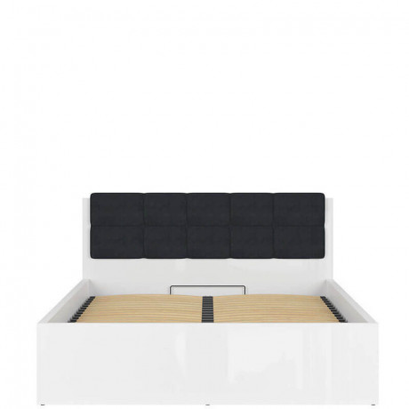 LOZ/160/B-POL-NAK TETRIX BRW Bed 160 with Shelf, Soft Headboard and Lifting Mechanism