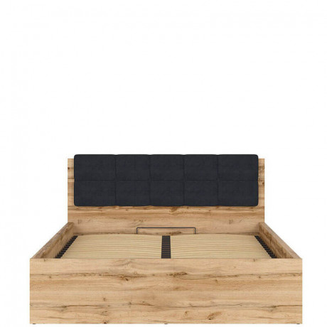 LOZ/160/B-POL-NAK TETRIX BRW Bed 160 with Shelf, Soft Headboard and Lifting Mechanism