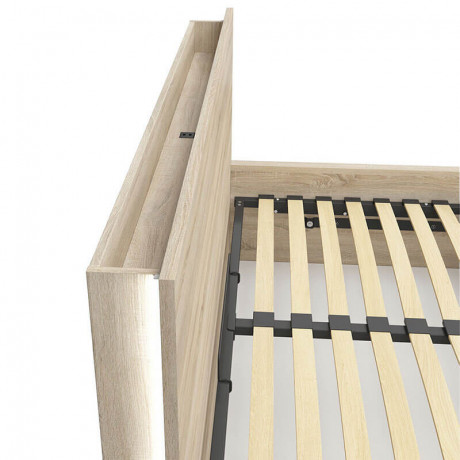 LOZ/160/B-POL-NAK TETRIX BRW Bed 160 with Shelf, Soft Headboard and Lifting Mechanism