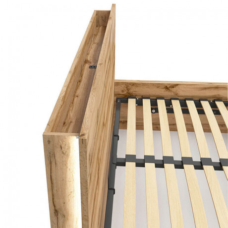 LOZ/160/B-POL-NAK TETRIX BRW Bed 160 with Shelf, Soft Headboard and Lifting Mechanism