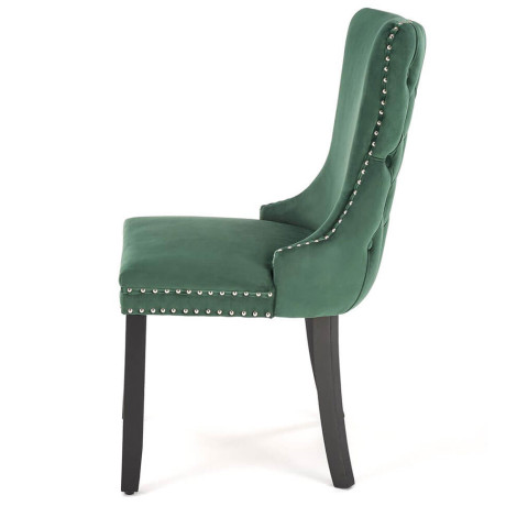 ALDA HALMAR Upholstered Wooden Dining Chair in Dark Green Fabric with Black Legs