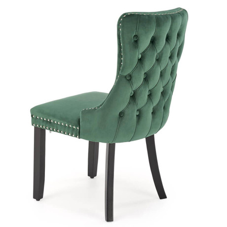 ALDA HALMAR Upholstered Wooden Dining Chair in Dark Green Fabric with Black Legs