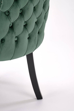 ALDA HALMAR Upholstered Wooden Dining Chair in Dark Green Fabric with Black Legs