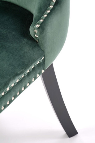 ALDA HALMAR Upholstered Wooden Dining Chair in Dark Green Fabric with Black Legs